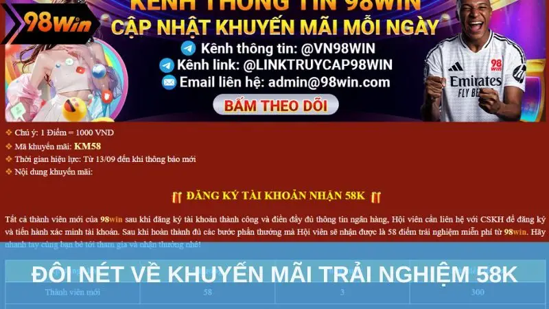 Đôi nét về khuyến mãi trải nghiệm 58K