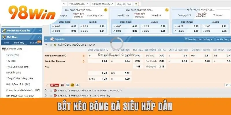 Bắt kèo bóng đá siêu hấp dẫn